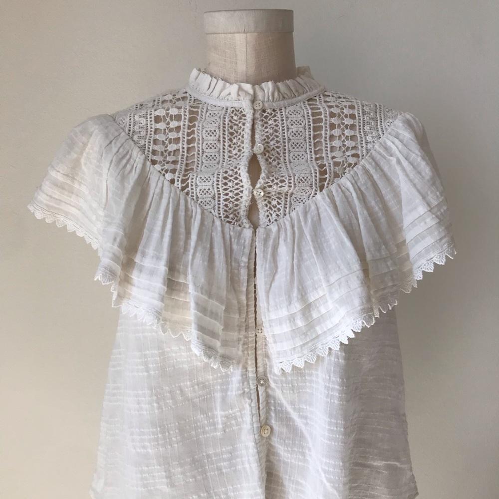 UO Bluebell Ruffle Button-Down Blouse - Picture 5 of 7